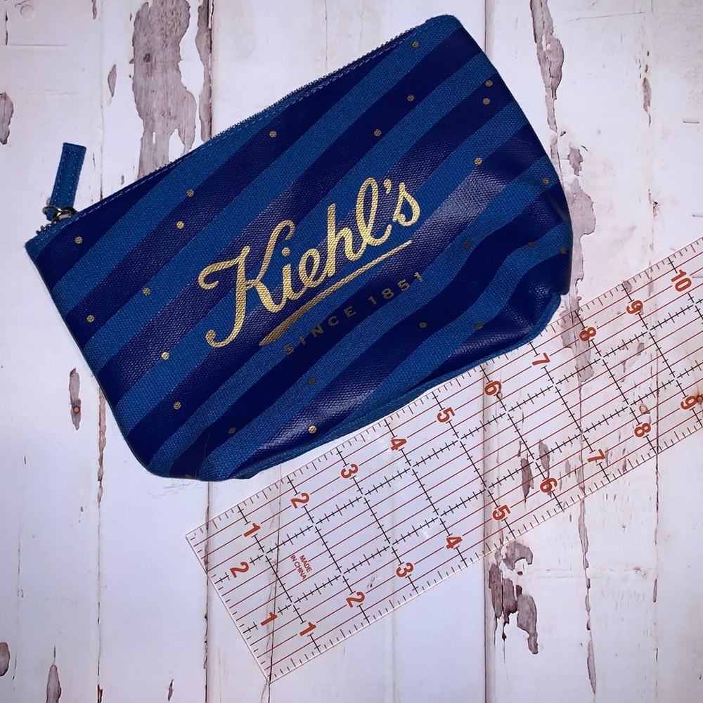 Blue Kiehl’s Makeup Bag